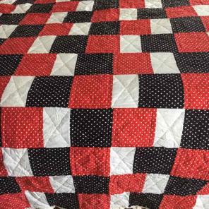 Black, White and Red Patchwork Quilt