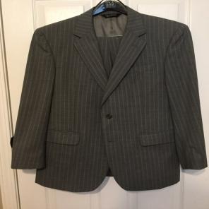 Jos A Bank Gray LimeGreen PinStripe Suit