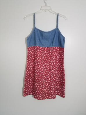 Vintage 90s Denim Floral Dress 16