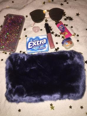 Navy Fur Clutch FREEE SHIP