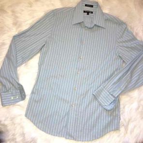 Men's Express blue white button up shirt