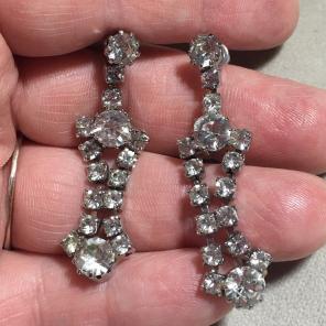 Vintage silver tone rhinestone earrings