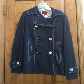 Navy blue short trench rain jacket small