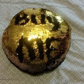 Sequin, Gold and Black Pillow