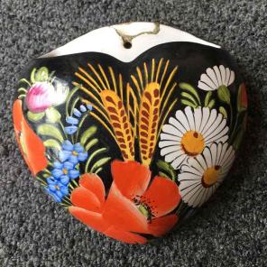 Vintage Hand painted Heart Wall Pocket