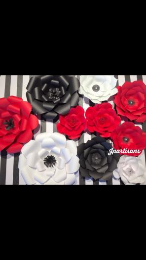 Black,red,white paper flower/wall deco