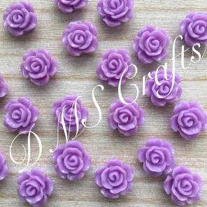 12 Pc Lavender Roses Cabochon Flatback