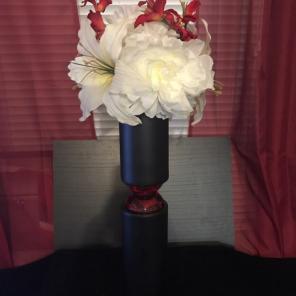 Black Glass Vase With Flowers