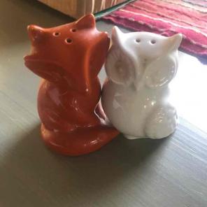 Fox and Owl salt and pepper shakers
