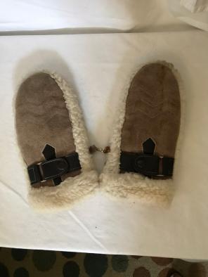 Vintage Leather And Shearling Mittens