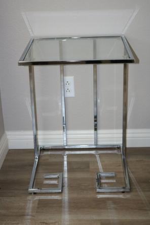 Glass and chrome size table.