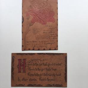RARE LEATHER POSTCARDS (1907 Circa)