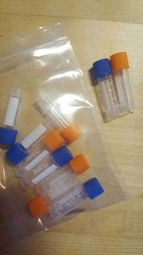 Small empty vials and travel bottles