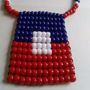 Haiti beaded car flag
