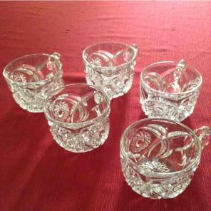 5 vintage cut glass punch cups