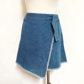 High Waist Asymmetrical Denim Skirt
