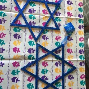 LRG Glitter Star of David Decorations