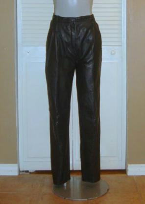 Vntg Leather High Waist Pleated Pants