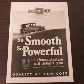 Antique 1926 CHEVROLET CAR Advertisement