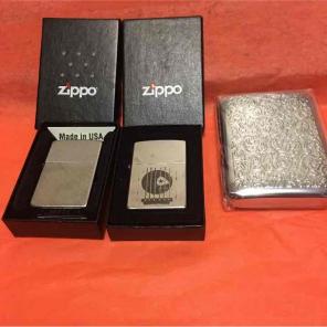 2 zippo lighters and case