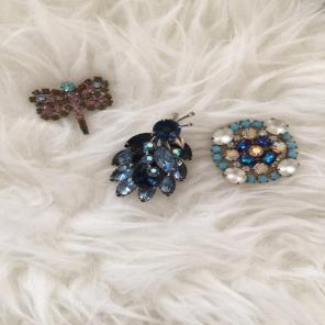 Vintage Rhinestone Brooch Pin + buttons