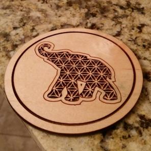 Set of 4 elephant coaster wood