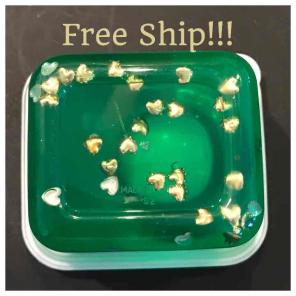 Green clear slime & hearts Free Ship $6