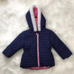24M Girls Navy Pink Heart Hooded Coat