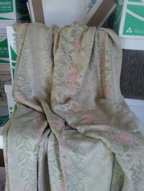 Vintage Brocade Curtain Panel Fabric 4yd