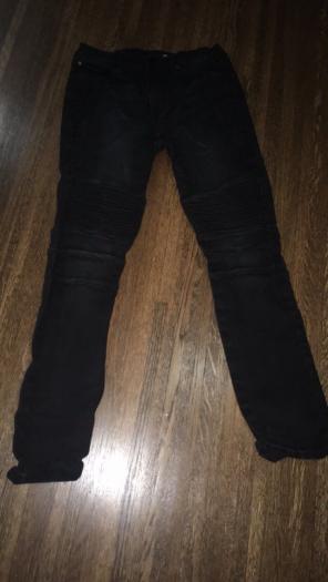Mens Black Biker Skinny Jeans Size 29-30