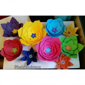 Set of 9 Colorful Fiesta Paper Flowers