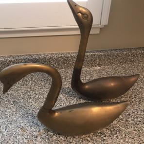 Large Brass Swans