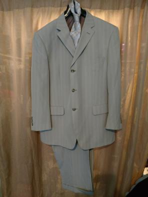 Angelo Rossi Beige Pin Stripe Mens Suit