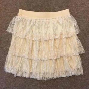 Cream colored tiered lace skirt