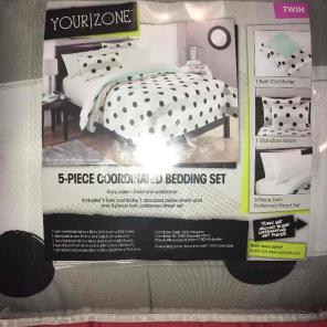 Twin bed set comforter mint polka dot