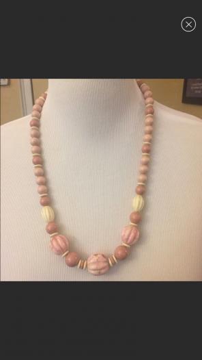 Vintage Pink/Tan Unique Beaded Necklace