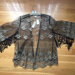 Fringe gold trim kimono