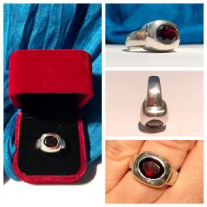 925 ARTISAN CRAFTED THICK RHODOLITE RING