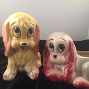 Vintage Spaniel Pottery Planters