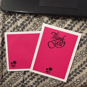 Hand stamped Pink Thank You Cards