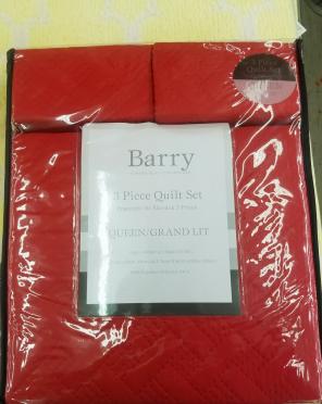 3 Pcs Queen Size Quilt Set - RED