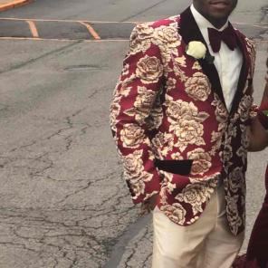 Burgundy Velvet & Cream floral Jacket