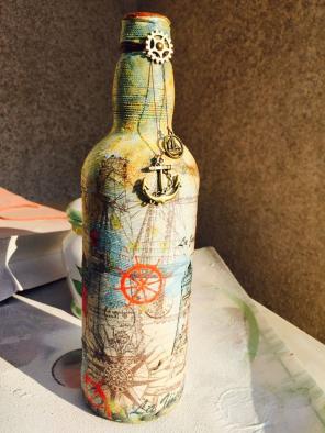 Decoupage Handmade Bottle