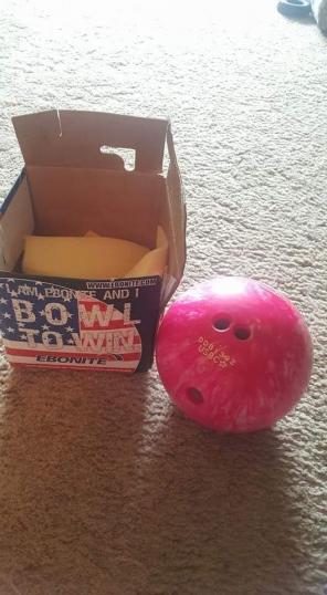 Pink / White Ebonite Bowling Ball