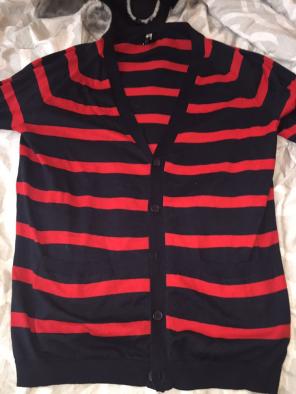 H&M Men's Cardigan Navy/Red Size Large
