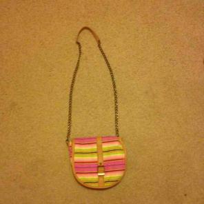Pink,cream,black and green purse