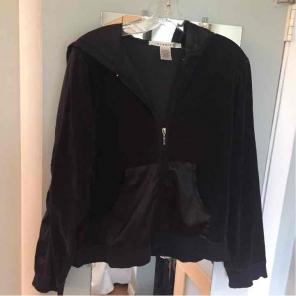 Nice Blk Velour/Satin Hooded Jacket, M