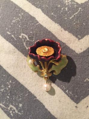 Joan Rivers Flower Dangle Pearl Brooch