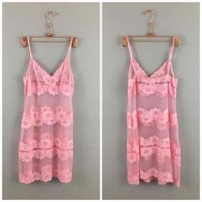 Rampage Pink Lace Sheer Slip Mini Dress