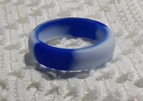 Metallic Silver Blue Silicone Ring